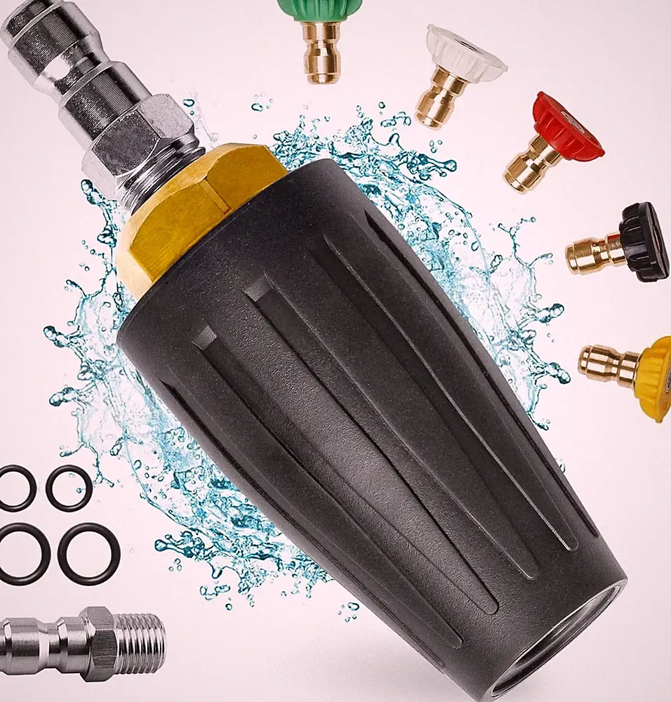 Rotating Pressure Washer with 5 Nozzle Tips for Concrete Driveway Vinyl Surfaces