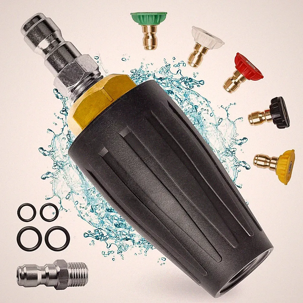 Rotating Pressure Washer with 5 Nozzle Tips for Concrete Driveway Vinyl Surfaces