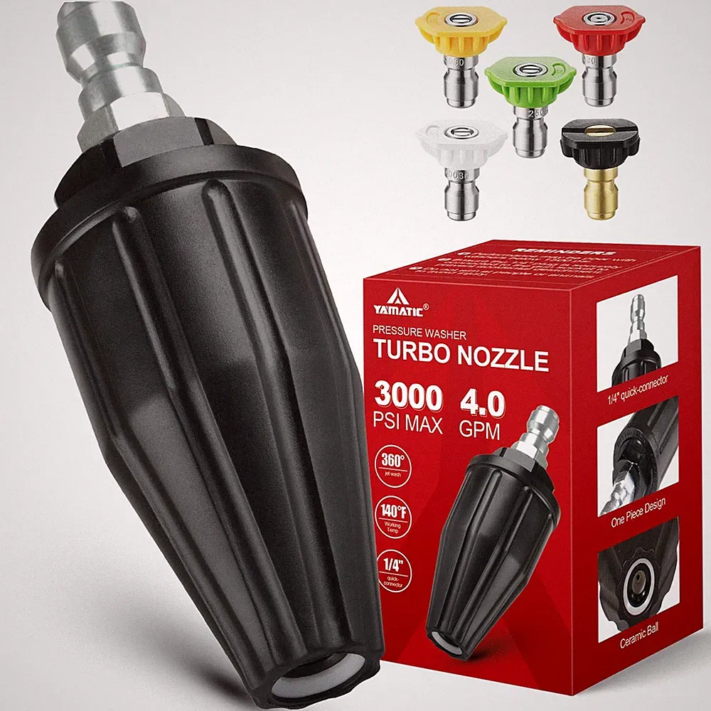 Rotating Turbo Nozzle for Pressure Washer, 3000 PSI, 1.2-3.0 GPM