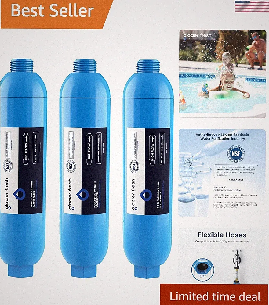 RV Water Filter for Pools & Hot Tubs – Removes Chlorine & Odors, 3 Count