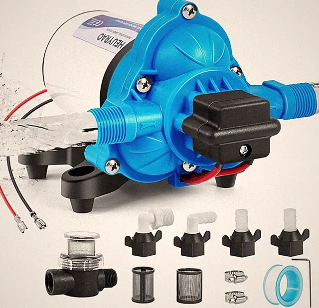 Rv Water Pump 12V DC Quiet 4.0GPM 45PSI,3 Chamber Self Priming Diaphragm Fresh