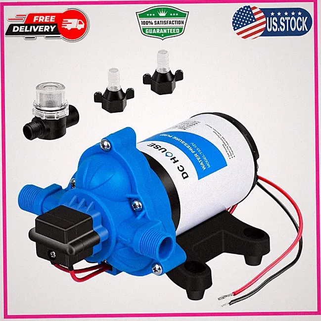 RV Water Pump 12V Quiet 3.5GPM 45PSI 12Volt Water Pressure Diaphragm Pump
