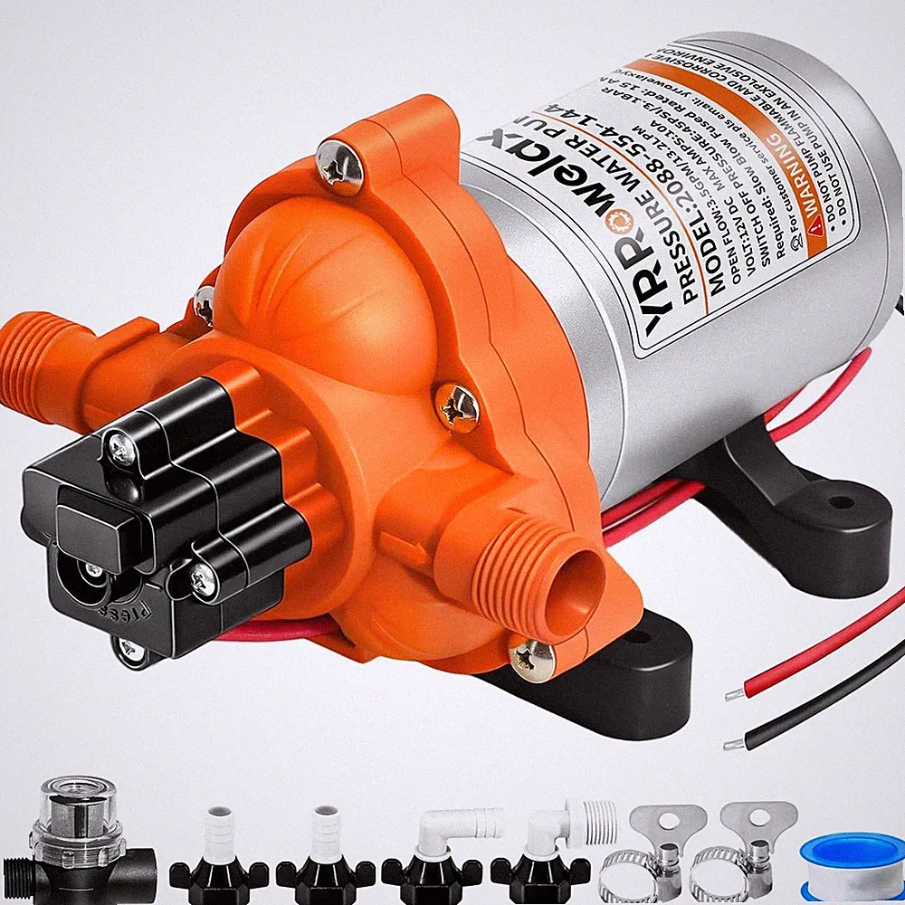 RV Water Pump 12V Quiet, 3.5GPM 45PSI Self-Priming RV Water | Pressure Pump w...