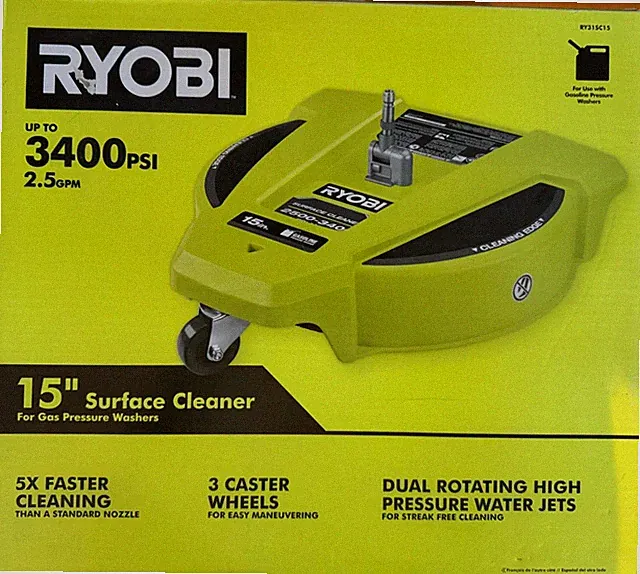 RY31SC15, Ryobi 15 in. 3400 PSI Pressure Washer Surface Cleaner with Wheels