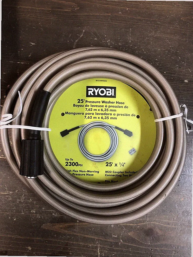 RYOBI 1/4 in. x 25 ft. 2,300 PSI Pressure Washer Replacement Hose
