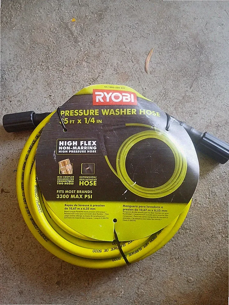 RYOBI 1/4 in. x 35 ft. 3,300 PSI Green Pressure Washer Hose Coupler Not Included