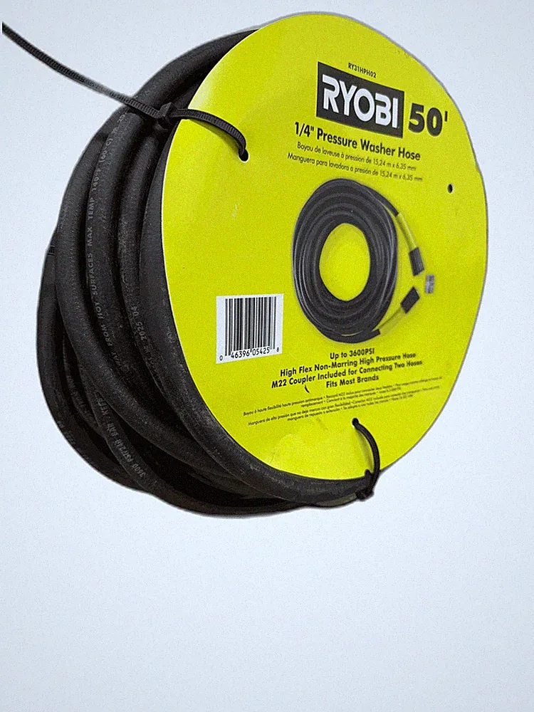RYOBI 1/4 in. x 50 ft. 3600 PSI Flexible Pressure Washer Hose