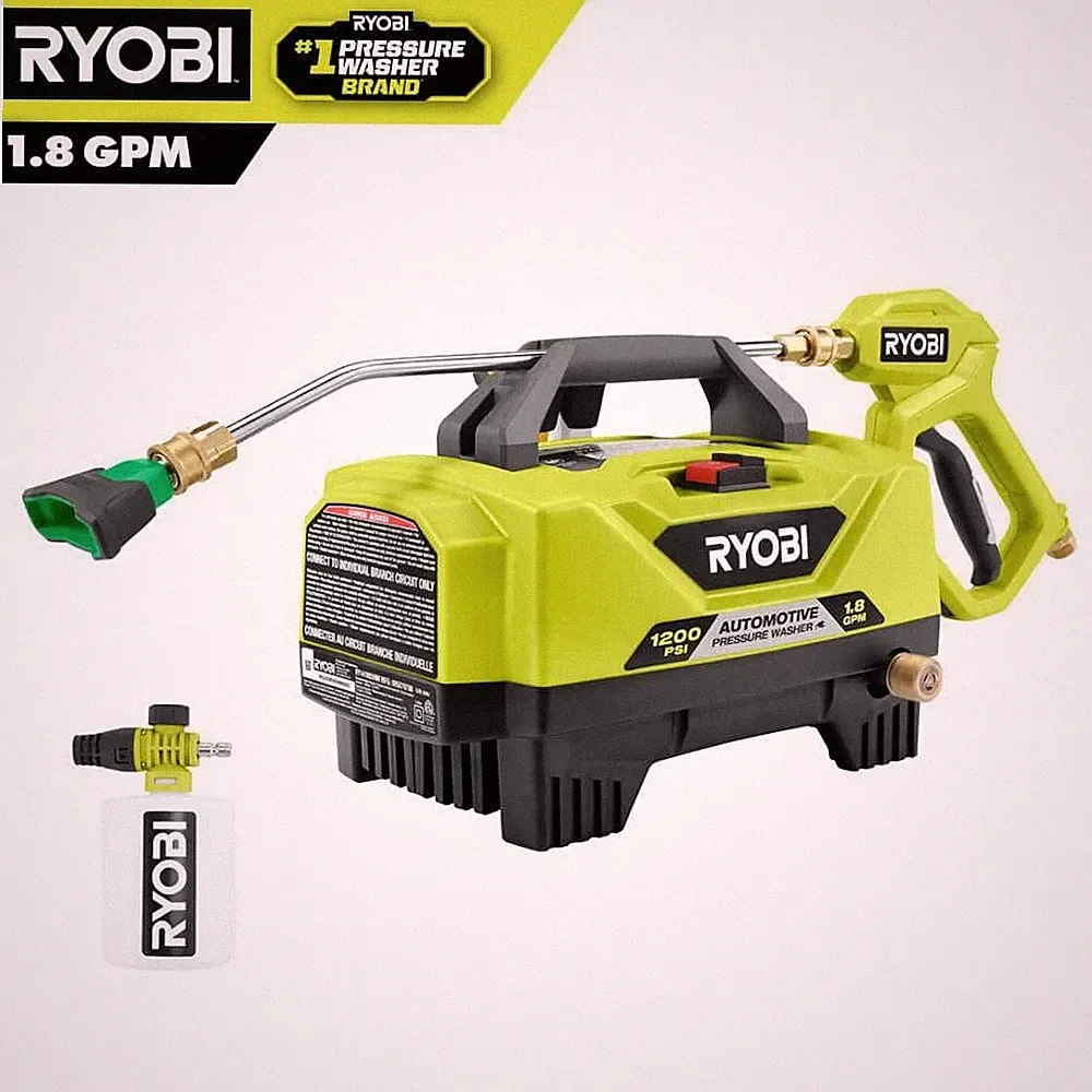 RYOBI 1200 PSI 1.8 GPM Cold Water Automotive High Flow Electric Pressure Washer