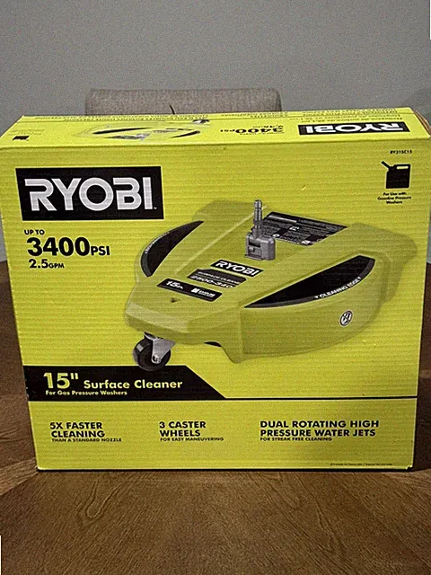 RYOBI 15" 3400 PSI Gas Pressure Washer Surface Cleaner w/Caster Wheels RY31SC15