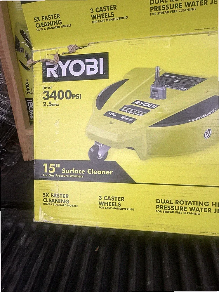 RYOBI 15 in. 3400 PSI Gas Pressure Washer Surface Cleaner w/Caster Wheels