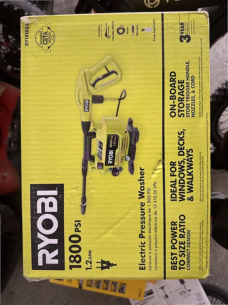 Ryobi 1800 PSI 1.2 GPM Cold Water Corded Pressure Washer, #RY141803