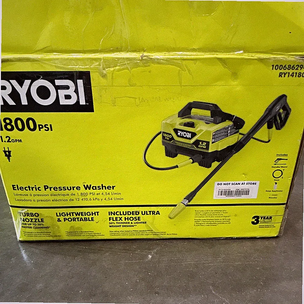 RYOBI 1800 PSI 1.2 GPM Corded Electric Pressure Washer Portable RY141802