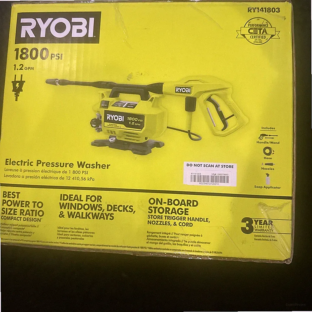 Ryobi 1800 PSI 1.2 GPM Electric Pressure Washer RY141803 Stationary
