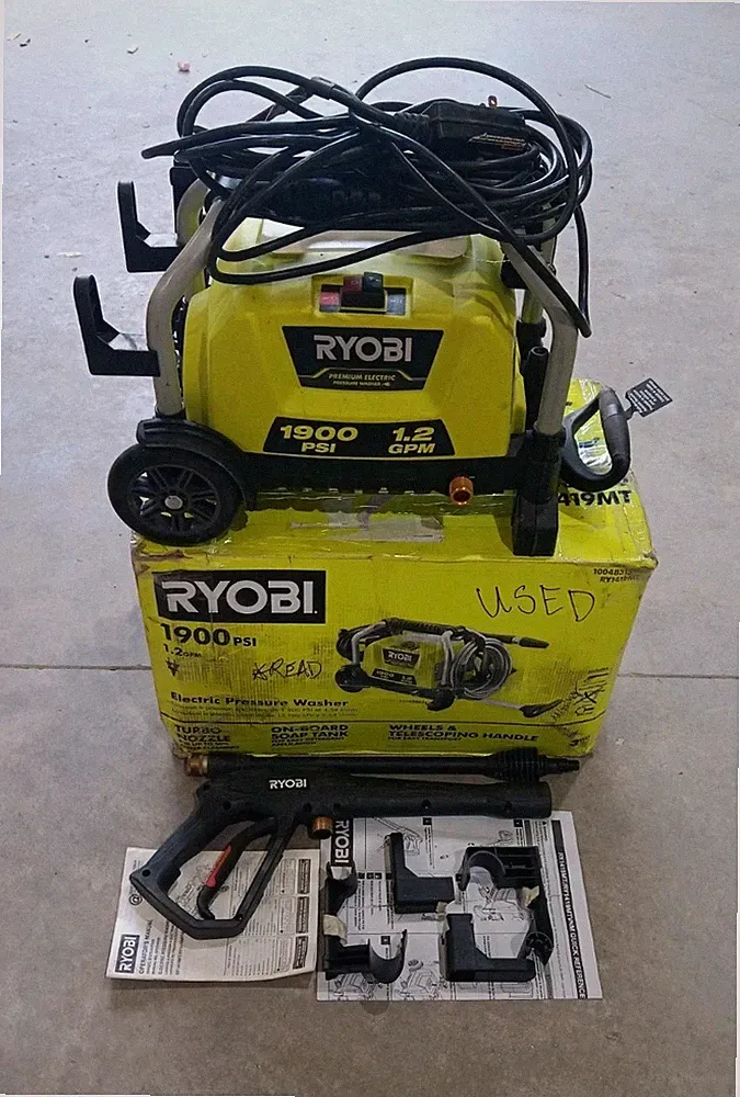 RYOBI 1900 PSI 1.2 GPM Cold Water Wheeled Corded Pressure Washer RY1419MT *READ*