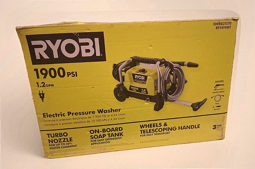 ​Ryobi 1900 PSI 1.2 GPM Electric Pressure Washer (RY1419MT) - Open Box, Unused!