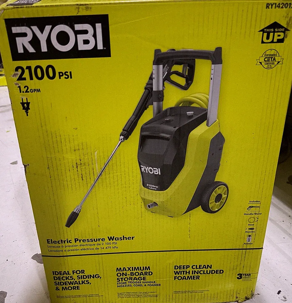 RYOBI 2100 PSI 1.2 GPM Electric Cold Water Pressure Washer Model# RY142012