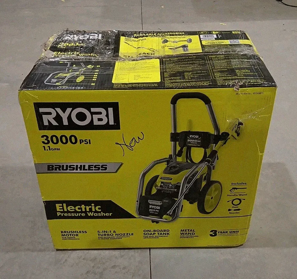 RYOBI 3000 PSI 1.1 GPM Cold Water Electric Brushless Pressure Washer - Brand New