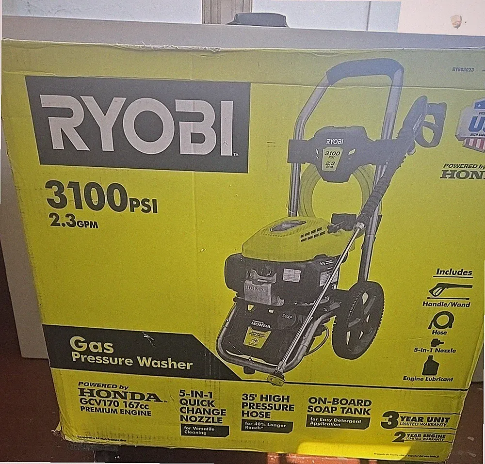 Ryobi 3100 PSI 2.3 GPM Gas Pressure Washer Honda Engine Open Box Never Used
