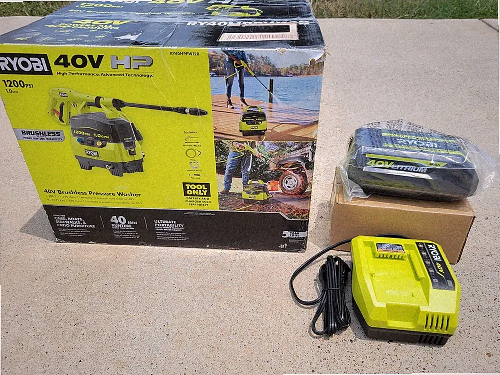 RYOBI 40V 1200 PSI 1.0 GPM Cordless Electric Water Pressure Washer 4ah B & F Ch