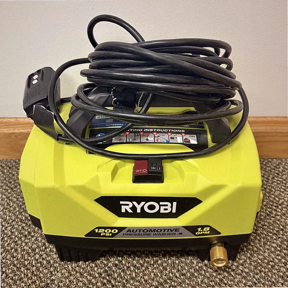 RYOBI Automotive Pressure Washer w/ Hose Attachment, 1200 PSI, 1.8 GPM -RY14AM12