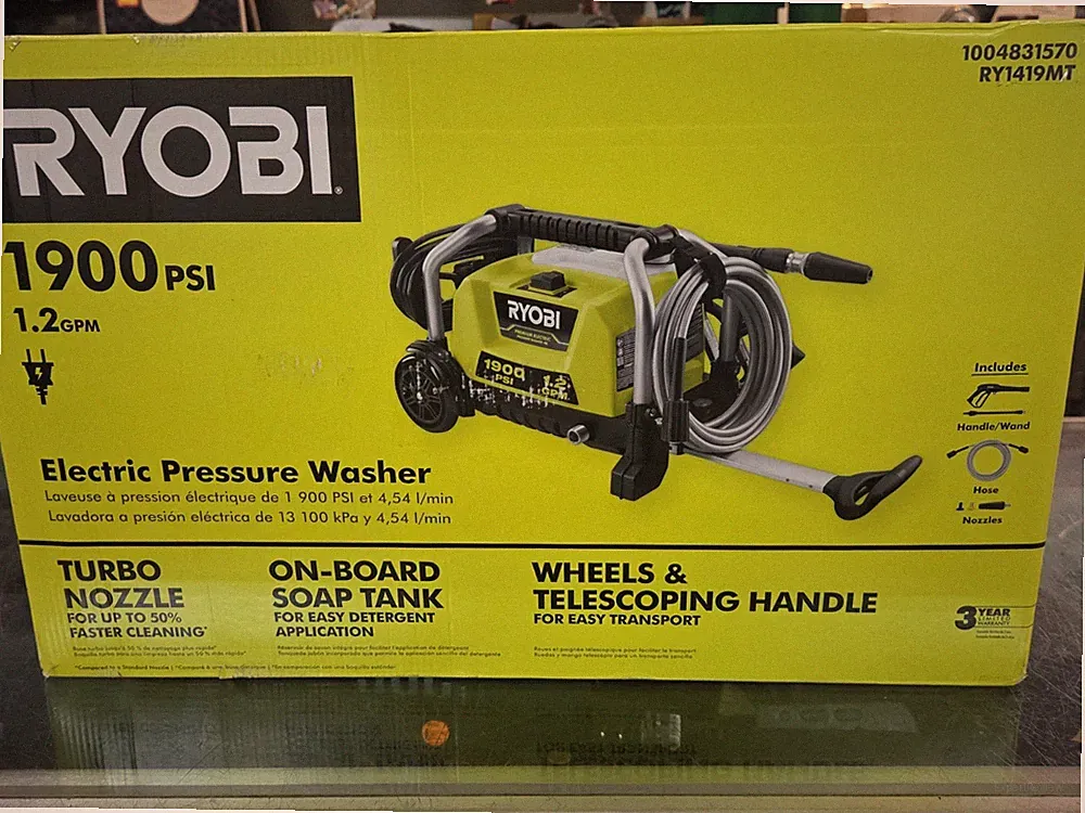 Ryobi Cold Water Wheeled Electric Pressure Washer 1900PSI 1.2 GPM (BRAND NEW)