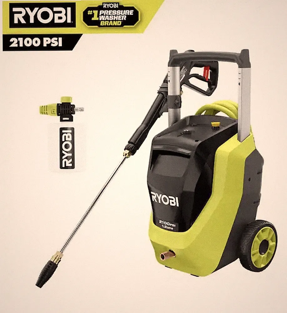 RYOBI Electric Pressure Washer USED 2100 PSI 1.2 GPM With Foamer & Turbo Nozzle