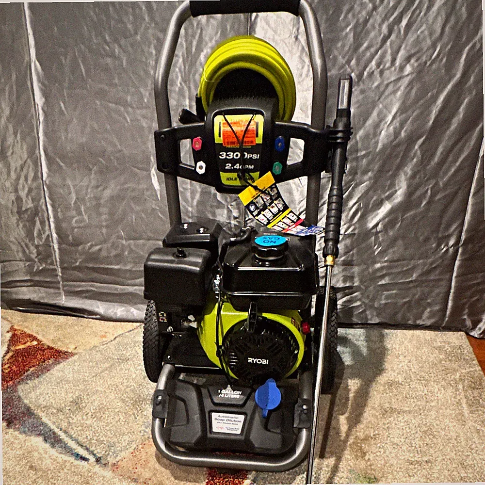 RYOBI Gas Pressure Washer 3300 PSI 2.4 GPM Wheel-Mounted w/ Hose & Wand