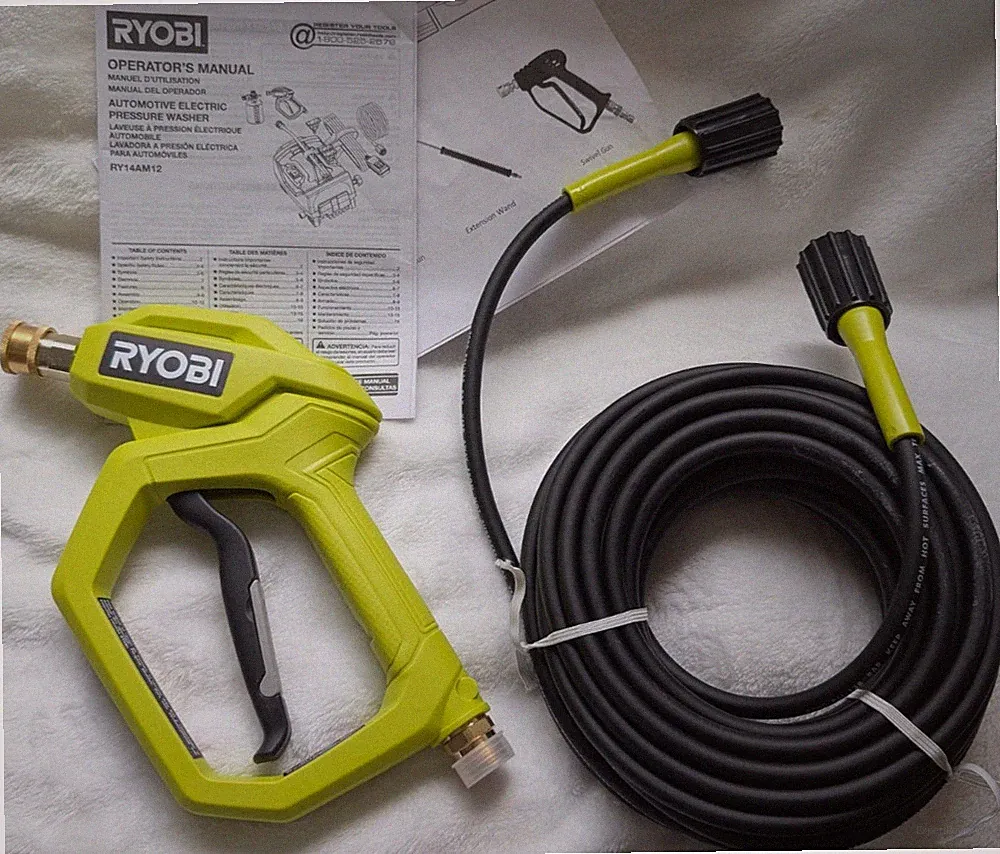 Ryobi Genuine OEM 1200 PSI Short Pressure Washer Spray Gun Kit Yellow W/ Hose
