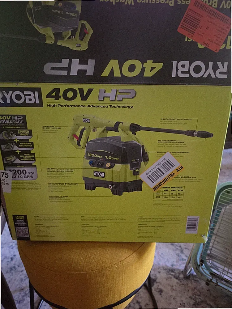 RYOBI PRESSURE WASHER 1200 Psi 40v Brushless RY40HPPW12B Tool Only NEW