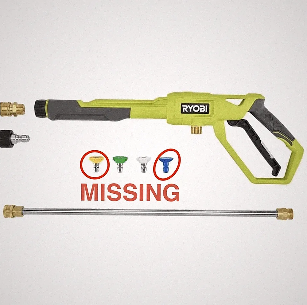RYOBI Pressure Washer Trigger Handle Kit 3600 PSI Quick-Connect Adaptors Nozzles