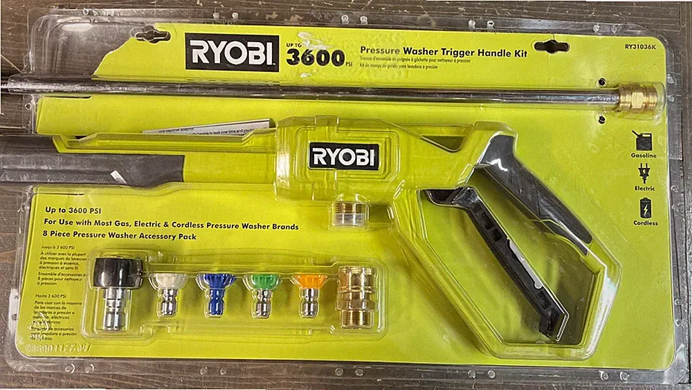 RYOBI Pressure Washer Trigger Handle Kit, Quick-Connect Adaptors, 3600 PSI