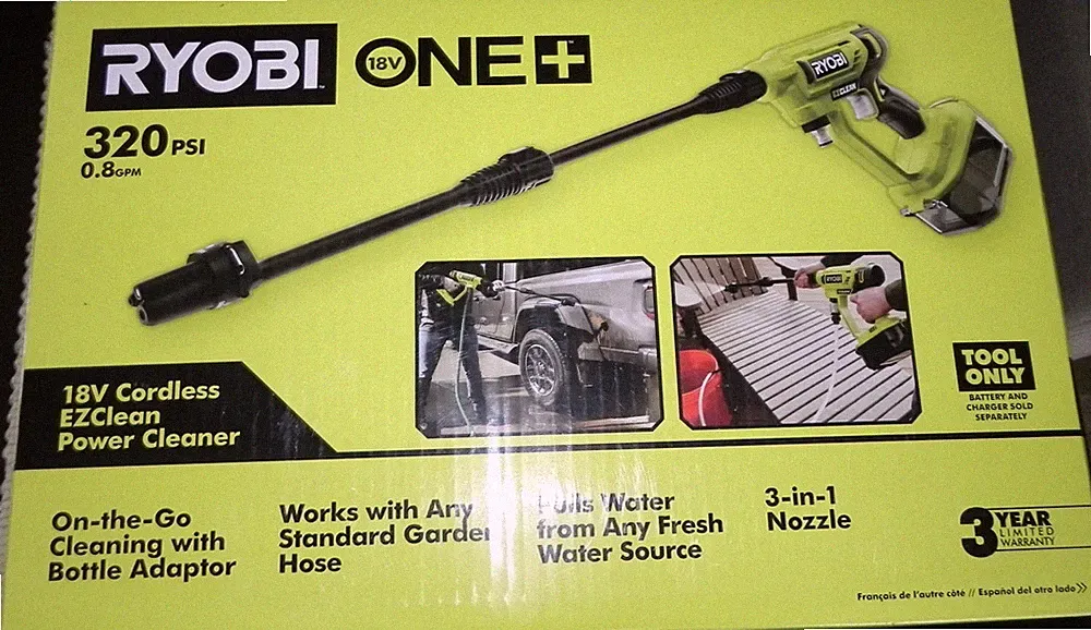 Ryobi RY120350VNM Pressure Washer 18 volt cordless Use garden hose Tool only NIB