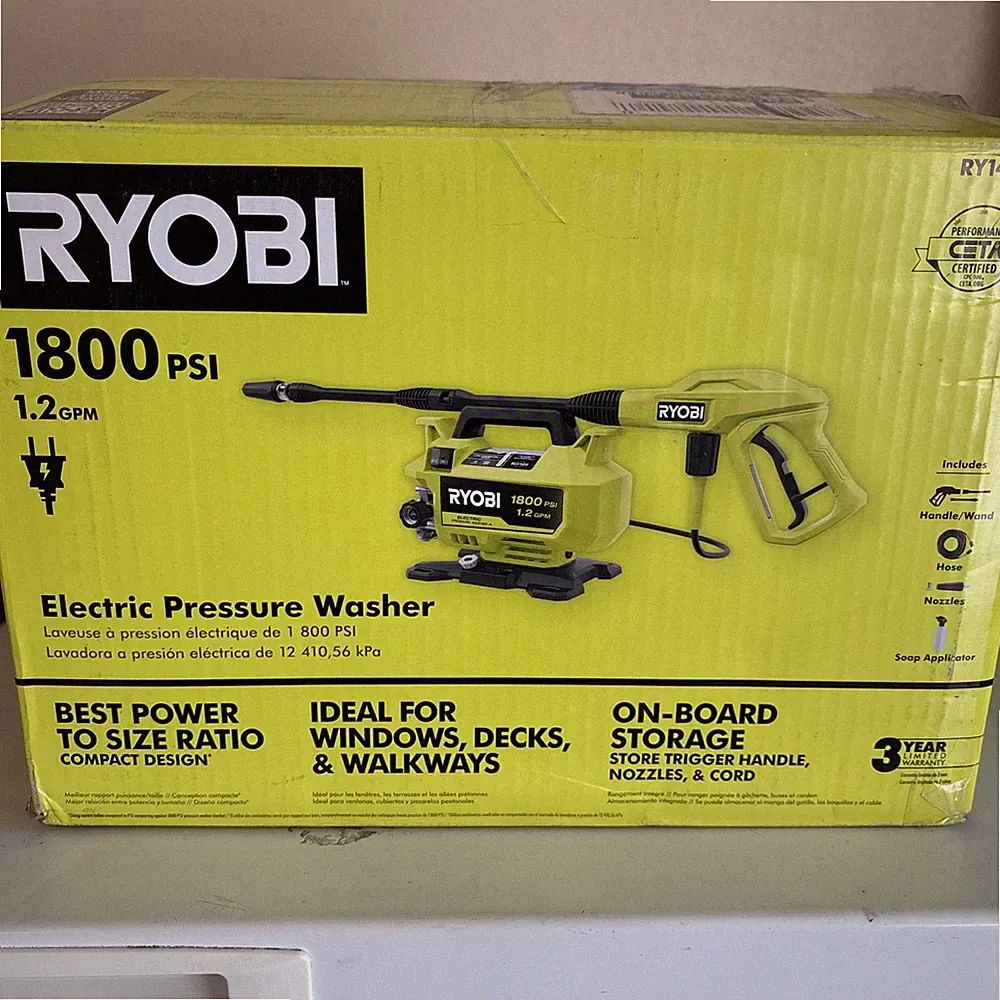 Ryobi RY141803 Electric Pressure Washer 1800 PSI 1.2 GPM Stationary 0-2 GPM