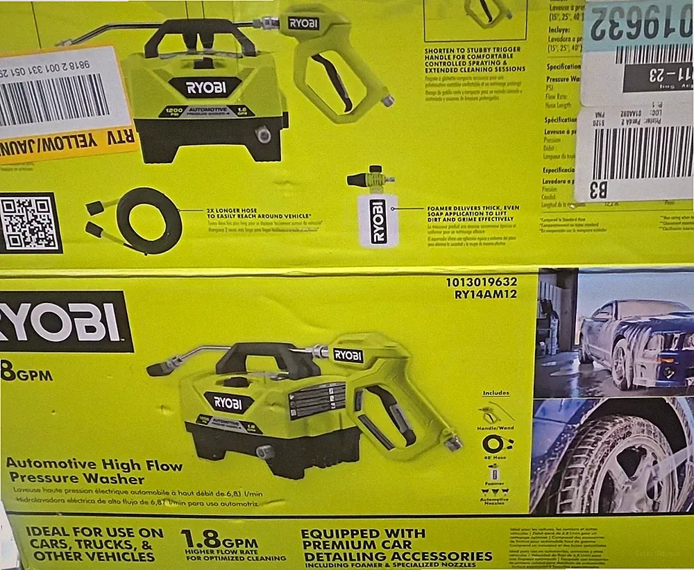 RYOBI RY141AM12 Corded Electric Pressure Washer 1.8 GPM Quick Connect Gun Hose