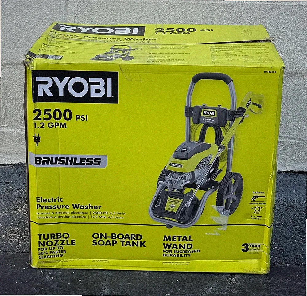 RYOBI RY142500 2500 PSI 1.2 GPM Brushless Electric Pressure Washer Open Box
