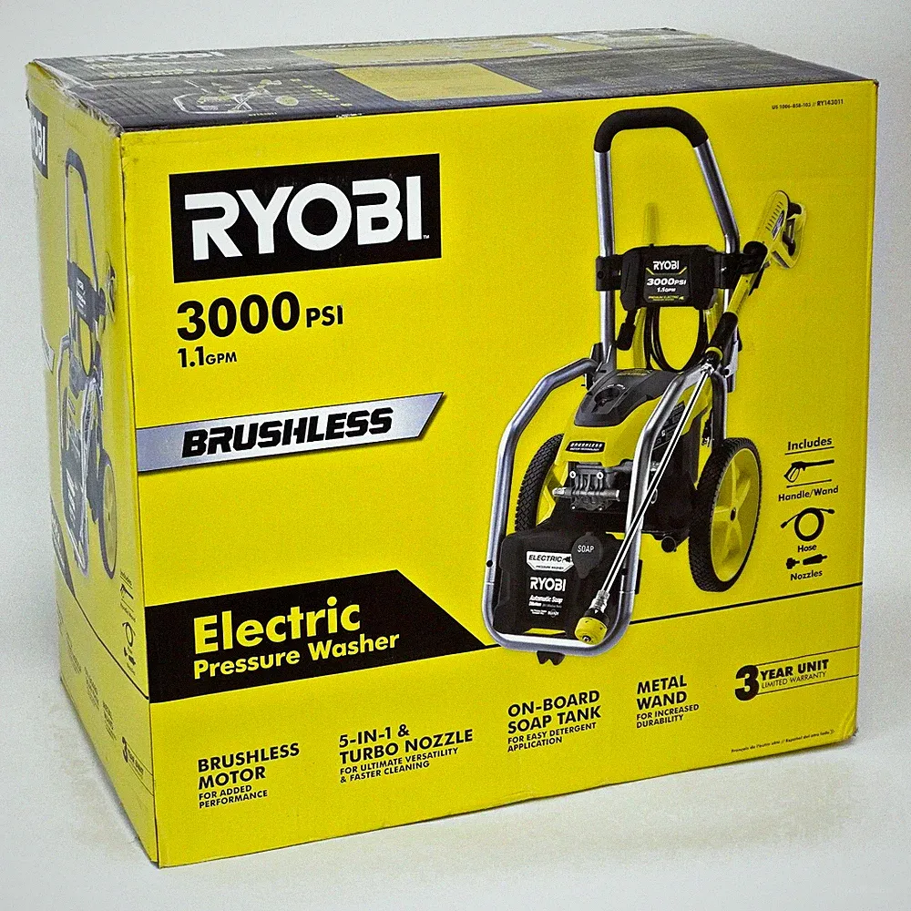 Ryobi RY143011 3000 PSI 1.1 GPM Cold Water Electric Pressure Washer - New -N