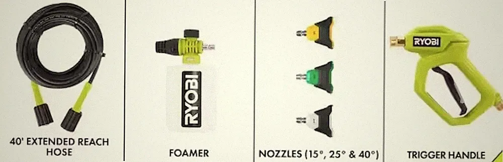 RYOBI RY14AM12 1.8 GPM 1200 PSI Pressure Washer Gun Hose Tips OEM Accesories