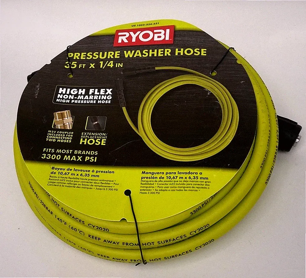 RYOBI RY31HPH01 35 Ft 1/4" 3300 PSI Pressure Washer Hose M22 Coupler New