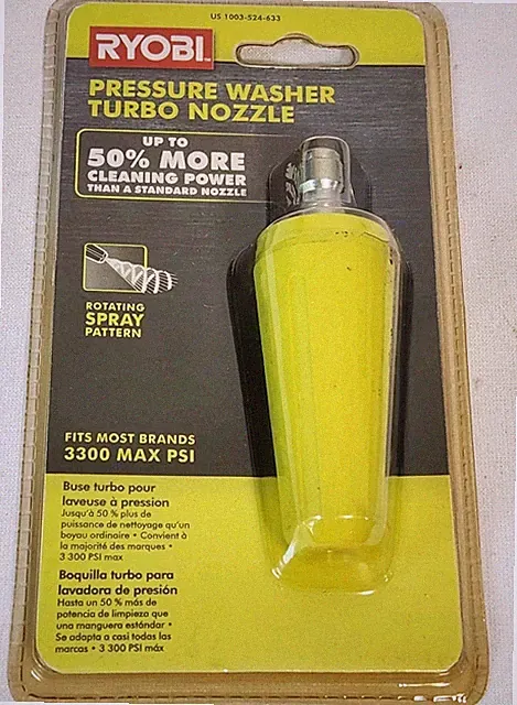 RYOBI RY31TN01 3,300 PSI Gas/Electric Turbo Pressure Washer Nozzle New Sealed.
