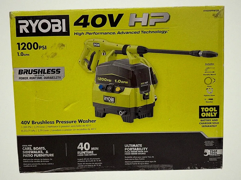 Ryobi RY40HPPW12B 40V HP 1200 PSI 1.0 GPM Cold Water Pressure Washer (TOOL ONLY)
