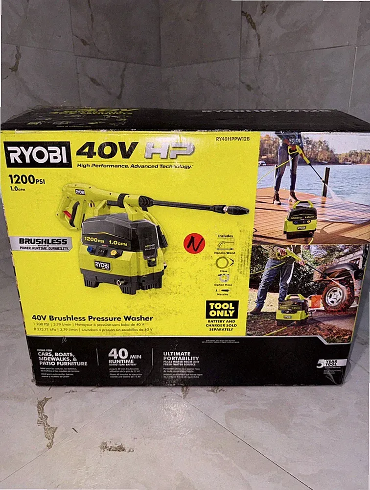 Ryobi RY40HPPW12B 40V HP 1200 PSI 1.0 GPM Cold Water Pressure Washer (Tool Only)
