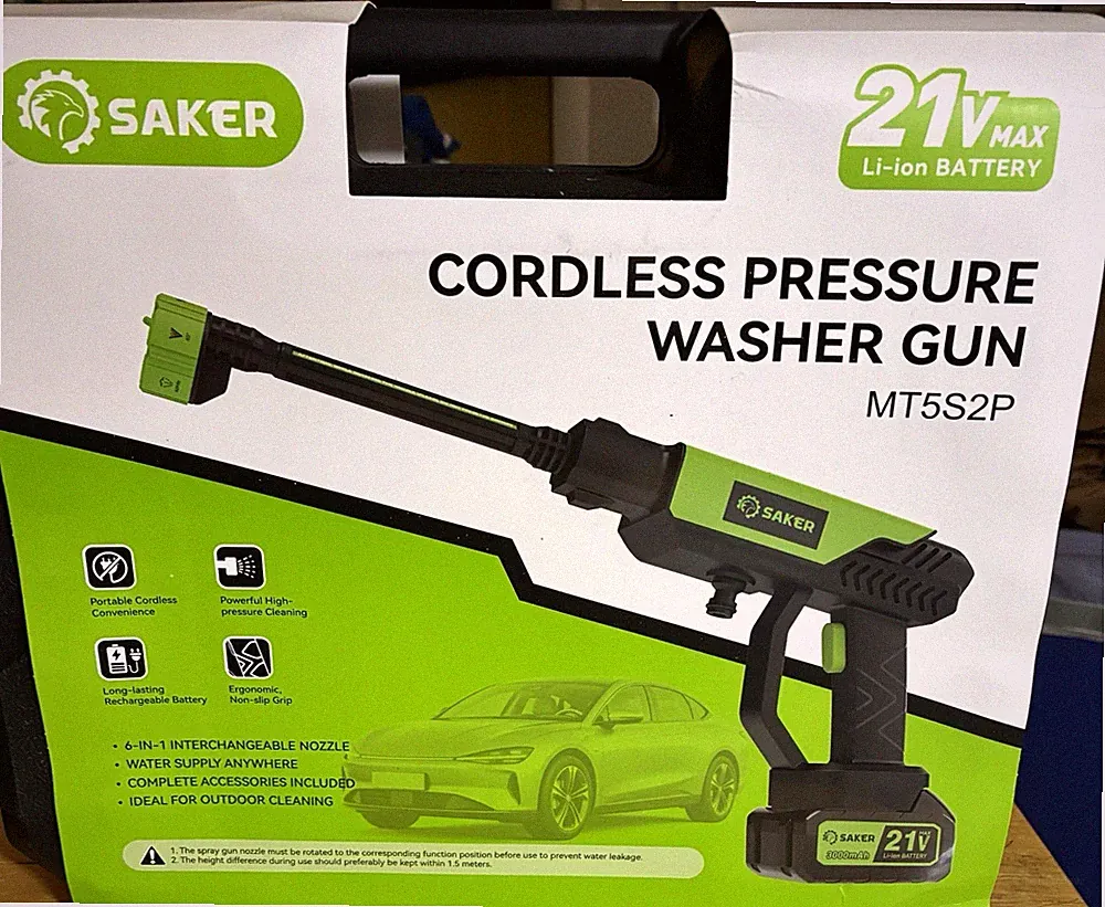SAKER Cordless Cold Water Pressure Washer Gun 21V 1000 PSI MT5S2P
