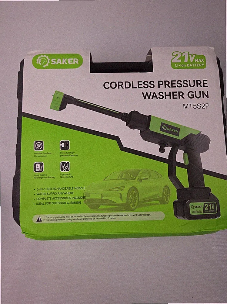 SAKER Cordless Cold Water Pressure Washer Gun 21V 1000 PSI MT5S2P