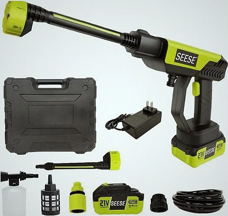 SEESE 1000 PSI Cordless Electric Pressure Washer Gun Portable w/ 6-in-1 Nozzle