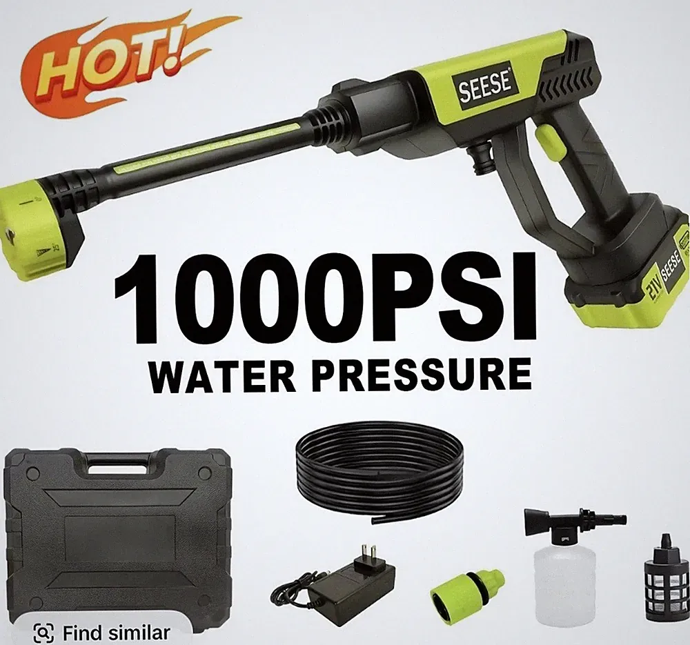 SEESE 1000 PSI Cordless Pressure Washer for Car & Cleaning with BATTERY NEW