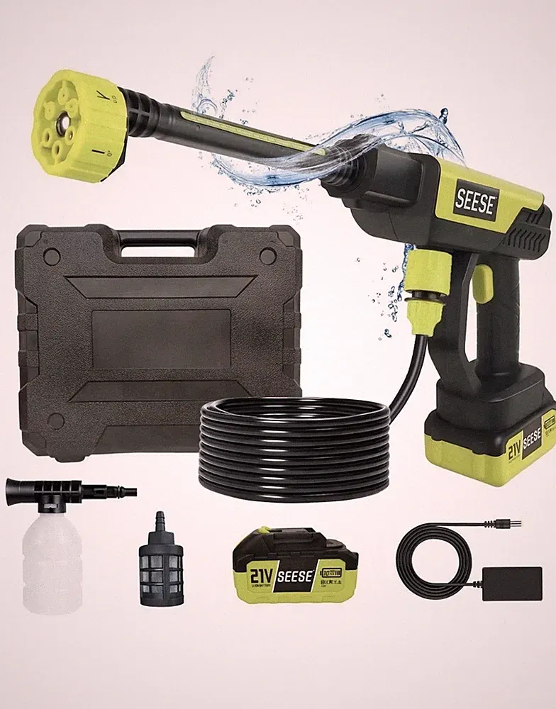 SEESE 1000 PSI Cordless Pressure Washer for Car & Garden 6 in 1 Nozzle w Battery