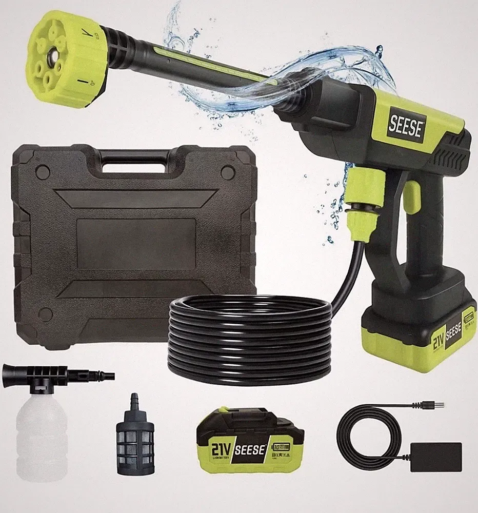 SEESE 1000 PSI Cordless Pressure Washer for Car & Garden with Charger Base