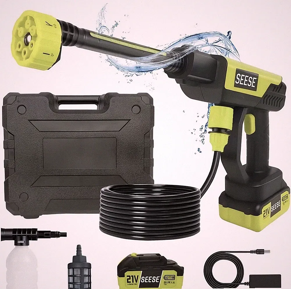 SEESE 1000 PSI Cordless Pressure Washer for Car & Garden with Charger Base
