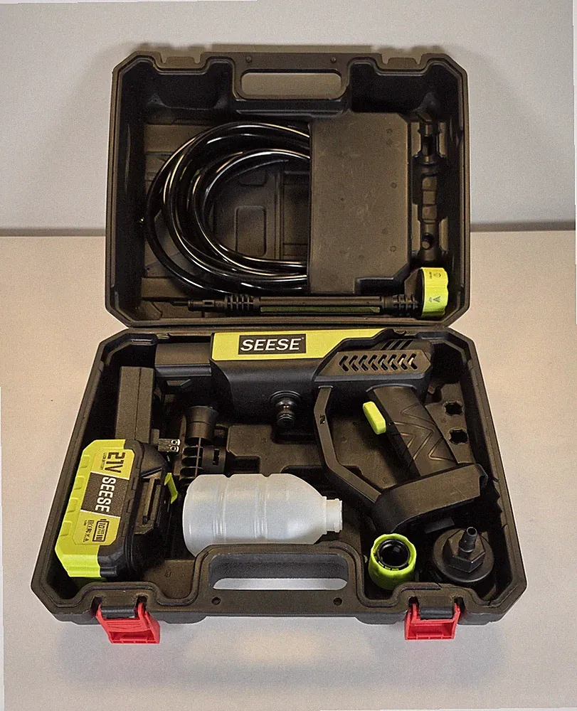 SEESE Cordless hand held pressure washer includes battery accessories & charger