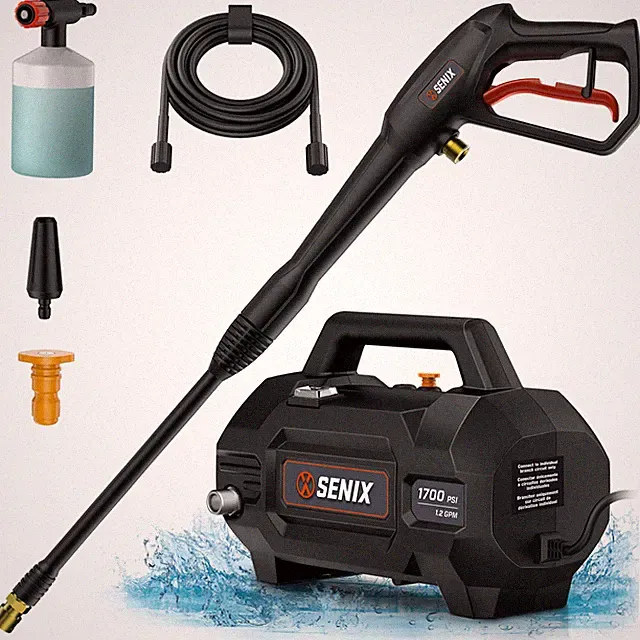 SENIX 13 Amp Electric Pressure Washer - 1700 PSI, 1.2 GPM, Compact with Foam...